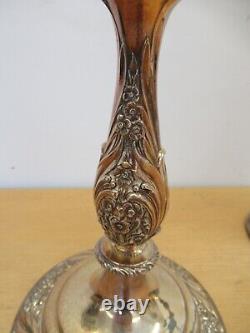 Pair Vintage Rogers Bros HERITAGE large 18.25 silver plate Candelabras