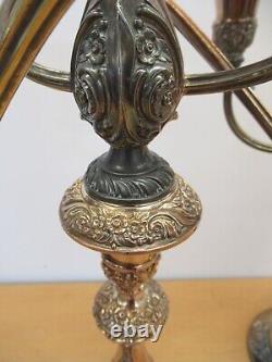 Pair Vintage Rogers Bros HERITAGE large 18.25 silver plate Candelabras