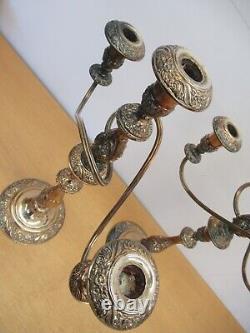 Pair Vintage Rogers Bros HERITAGE large 18.25 silver plate Candelabras