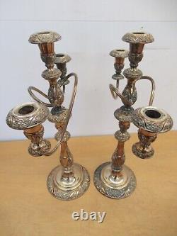 Pair Vintage Rogers Bros HERITAGE large 18.25 silver plate Candelabras
