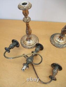 Pair Vintage Rogers Bros HERITAGE large 18.25 silver plate Candelabras