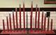 Pair Vintage Royal Style C7 Graduated 7 Candle Candolier Candelabra Red Silver