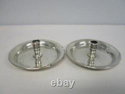 Pair Vintage Signed Cartier 925-1000 Sterling Silver Thin Taper Candle Holders