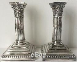 Pair Vintage Silver Corinthian Column Candlesticks-meriden