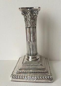 Pair Vintage Silver Corinthian Column Candlesticks-meriden