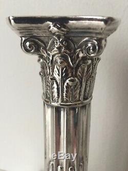 Pair Vintage Silver Corinthian Column Candlesticks-meriden