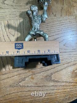 Pair Vintage Silver plated Monkey Warrior Candlestick Holder
