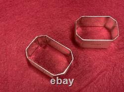 Pair Vintage Solid Silver Art Deco George VI Napkin Rings, Birmingham 1946