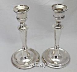 Pair Vintage Solid Sterling Silver Round Based Candlesticks 20 cm Tall