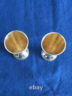 Pair Vintage Sterling Bier Israel Kiddush Cups