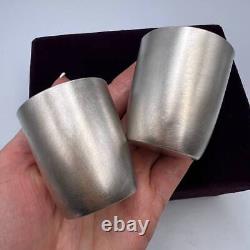 Pair Vintage Sterling Silver 925 Vodka Shot Cups Engraved Marked in Org Box 80g