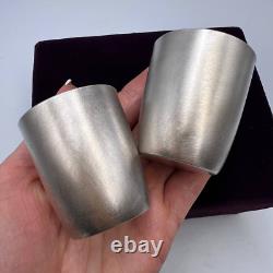 Pair Vintage Sterling Silver 925 Vodka Shot Cups Engraved Marked in Org Box 80gr