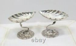 Pair Vintage Sterling Silver Gorham Durgin Compotes Dolphin holding Sea Shells