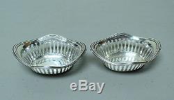 Pair Vintage Sterling Silver Nut Dishes, Pierced/reticulated Decoration