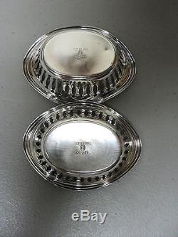 Pair Vintage Sterling Silver Nut Dishes, Pierced/reticulated Decoration