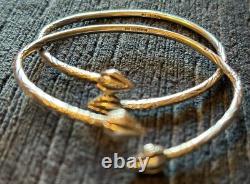 Pair Vintage Sterling West Indies Caribbean Bangle Bracelets Coaco Pods 24g/pair
