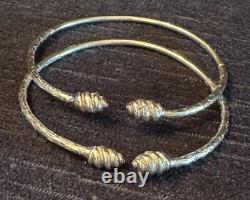 Pair Vintage Sterling West Indies Caribbean Bangle Bracelets Swirl Pods 28g/pair