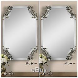 Pair Vintage Style Home Decor Beveled Wall Mirror Contemporary