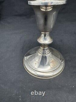 Pair Vintage TOWLE Sterling Weighted Candlesticks, Etched glass Shades, 12 3/4