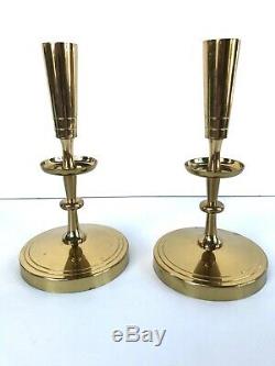 Pair Vintage Tommi Parzinger Brass Candle Holder Dorlyn Silver Smith Candlestick