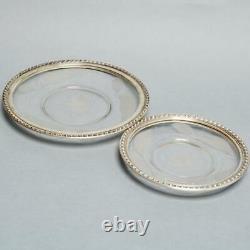 Pair Vintage Wallace Sterling Silver & Etched Glass Dishes