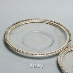 Pair Vintage Wallace Sterling Silver & Etched Glass Dishes