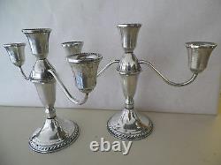 Pair Vntg Duchin Sterling Silver 3 Candle Candalabras 7 1/2'' Tall