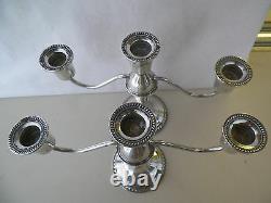 Pair Vntg Duchin Sterling Silver 3 Candle Candalabras 7 1/2'' Tall