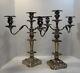Pair Vtg. Candelabra Silver On Copper Embossed Three Candle 18 Beautiful