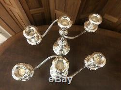 Pair Vtg GORHAM 808/1 3-Light Sterling Silver Weighted Candelabra Candlesticks