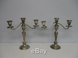 Pair Vtg Gorham 808/1 3 Light Sterling Silver Weighted Candelabra Candlesticks