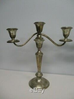 Pair Vtg Gorham 808/1 3 Light Sterling Silver Weighted Candelabra Candlesticks