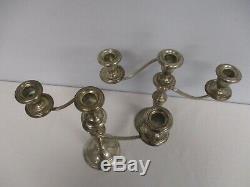 Pair Vtg Gorham 808/1 3 Light Sterling Silver Weighted Candelabra Candlesticks