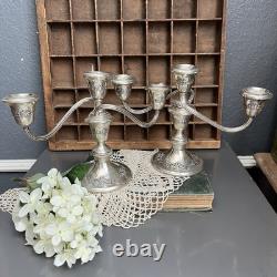 Pair Vtg Gorham Sterling Silver Convertible Candelabra Candlesticks #880