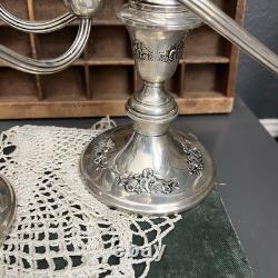 Pair Vtg Gorham Sterling Silver Convertible Candelabra Candlesticks #880