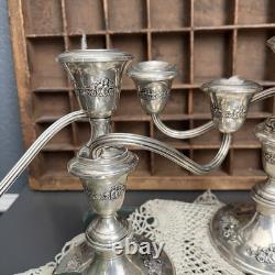 Pair Vtg Gorham Sterling Silver Convertible Candelabra Candlesticks #880