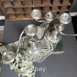 Pair Vtg Gorham Sterling Silver Convertible Candelabra Candlesticks #880