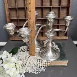 Pair Vtg Gorham Sterling Silver Convertible Candelabra Candlesticks #880