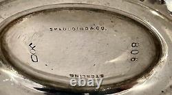 Pair Vtg Spaulding Sterling Silver Large Heavy Master Salt Dishes Repousse