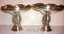 Pair large rare vintage Woodside sterling silver compote bowl Georg Jensen style