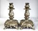 Pair Of 1940's Ornate Vintage Silver Plated Candle Stick Holders 7.5 Tall