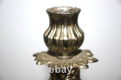 Pair of 1940's Ornate Vintage Silver Plated Candle Stick Holders 7.5 Tall