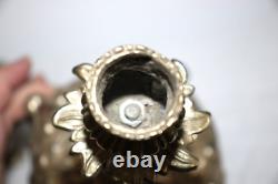 Pair of 1940's Ornate Vintage Silver Plated Candle Stick Holders 7.5 Tall