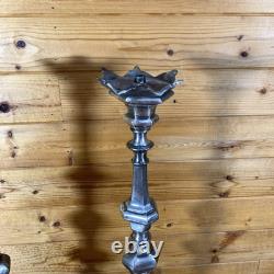 Pair of 22.5 Vintage Cast Metal Candlestick Paw Footed Antique Brass Finish