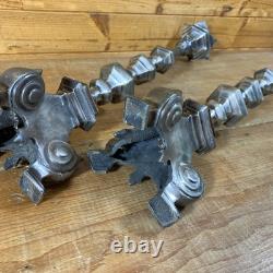 Pair of 22.5 Vintage Cast Metal Candlestick Paw Footed Antique Brass Finish