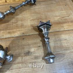 Pair of 22.5 Vintage Cast Metal Candlestick Paw Footed Antique Brass Finish