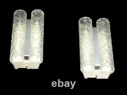 Pair of 2 VTG Doria Wall Lights frosted glass tubes, Germany, 1960's