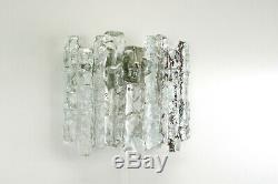 Pair of 2 VTG icicle wall sconces, J. T. Kalmar, 3 heavy ice glasses, mid century