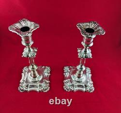 Pair of 2 Vintage Hawksworth, Eyre & Co Ltd. Sterling Silver Candlesticks