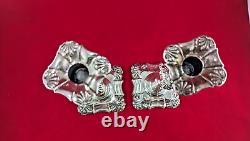 Pair of 2 Vintage Hawksworth, Eyre & Co Ltd. Sterling Silver Candlesticks